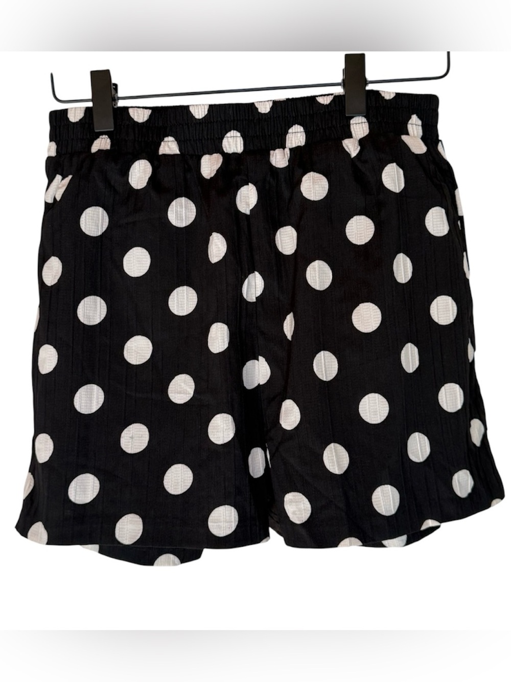 English Factory Black Polka Dot Texture Shorts, Small, Women’s